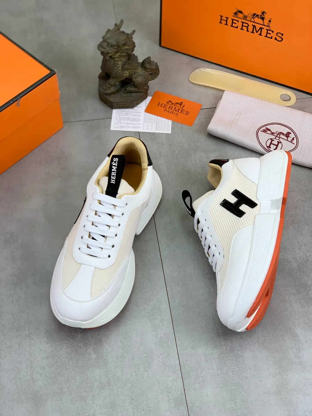 Men's men's shoes P460 new style [HERMES] Hermès - High-end quality original order - Upper: 🔝Nappa calfskin, sewn brand 'H' totem - Inner: water-dyed cowhide - Outsole: ultra-light TPU foam; molded outsole - Ultra-high quality control·Fine workmanship: highlighted (high-end·nobility·grade) -Size: 38-44 (45 can be customized)·